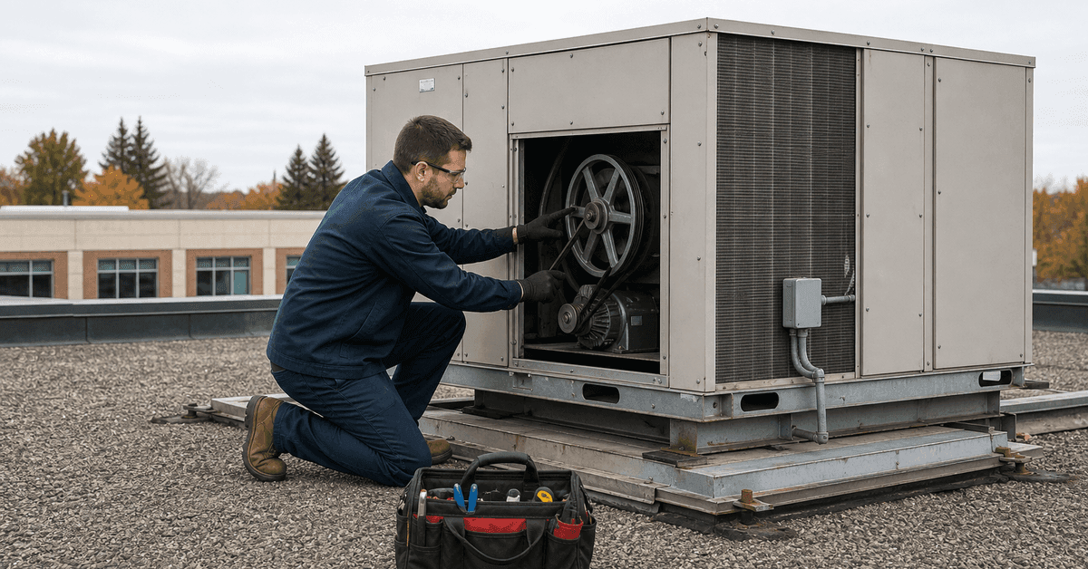 Scheduled commercial HVAC maintenance at a Toronto institutional building